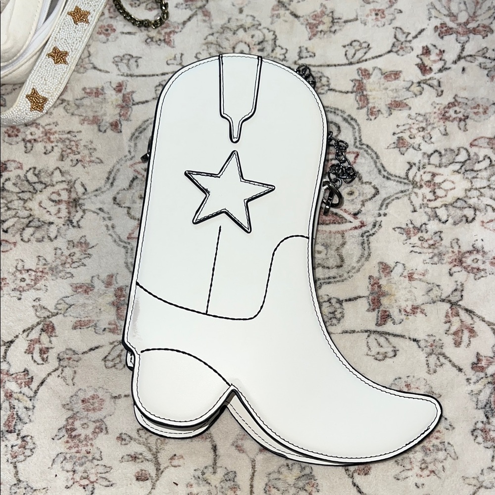 White Cowboy Boot Shaped Bag